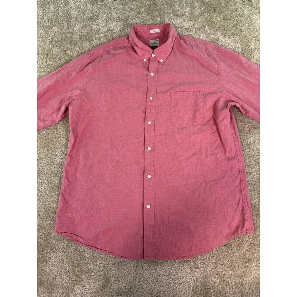 J.CREW SEWN FOR SLIM FIT 100% COTTON SHIRTING RED SHIRT SIZE XL D746
